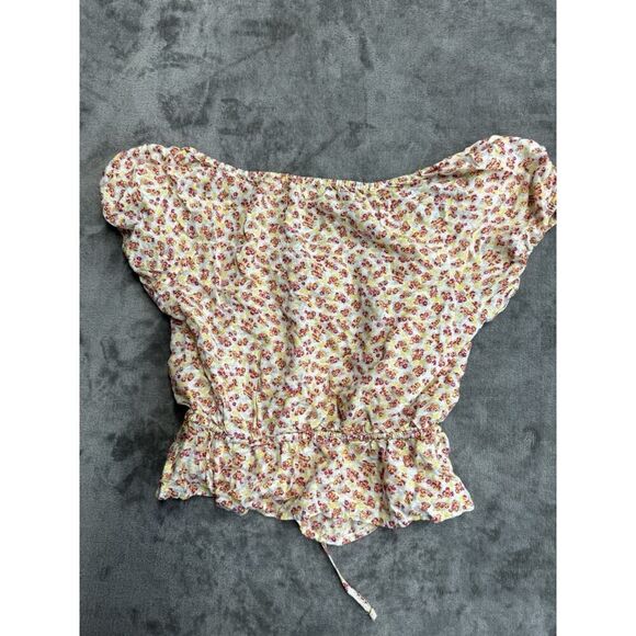 Reformation Lenny Top Carnation Ditsy Floral Square Neck Cinch Waist Blouse XS - Picture 5 of 13